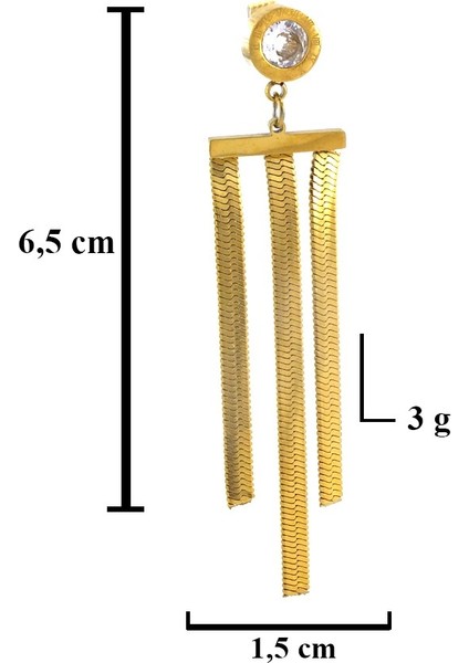 Altın Kaplam Italyan Model Zirkon Taşlı Küpe UNK-609
