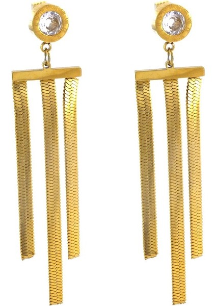 Altın Kaplam Italyan Model Zirkon Taşlı Küpe UNK-609