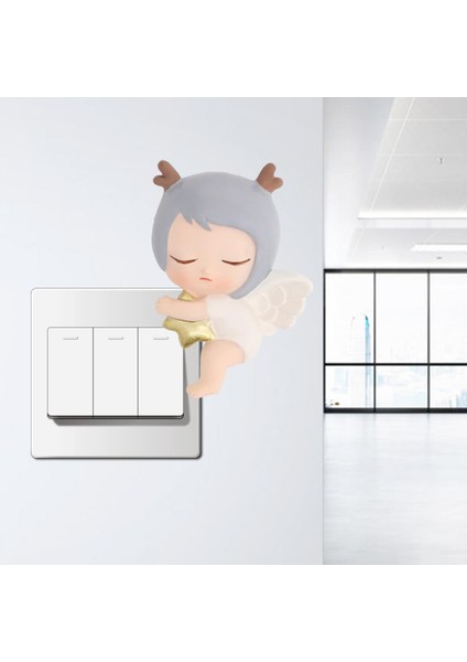Anahtarı Sticker Kapak Reçine Çocuklar Ev Oturma Odası Soket Lightswitch Dekor Geyik Horn (Yurt Dışından)