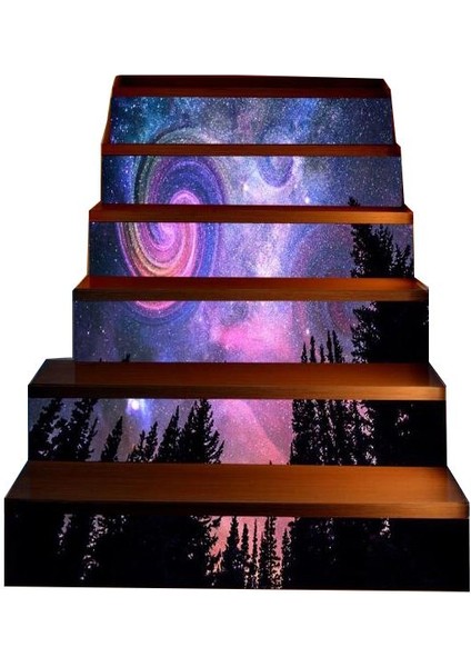 6pcs 3D Kendinden Yapışkan Banyo Mutfak Duvar Merdiven Kiremit Sticker, 100X18CM F (Yurt Dışından)