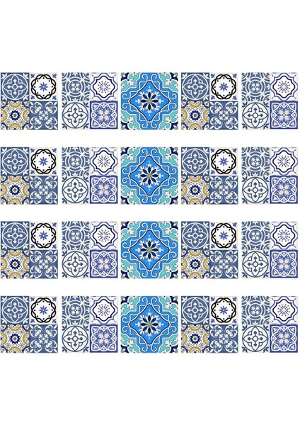 20 Adet Mozaik Duvar Fayans Çıkartmaları Mutfak Banyo Karo Çıkartmaları Su Geçirmez Bir 10X10CM (Yurt Dışından)