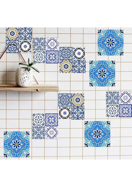 20 Adet Mozaik Duvar Fayans Çıkartmaları Mutfak Banyo Karo Çıkartmaları Su Geçirmez Bir 10X10CM (Yurt Dışından)
