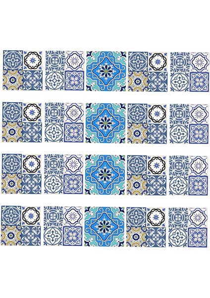 20 Adet Mozaik Duvar Fayans Çıkartmaları Mutfak Banyo Karo Çıkartmaları Su Geçirmez Bir 10X10CM (Yurt Dışından)
