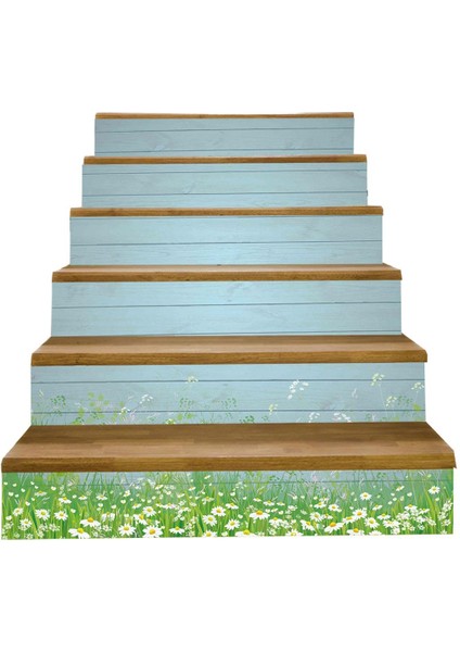 6pcs/set Karo Merdiven Dekor Çıkartmaları Kendi Yapışkan Vinil Merdiven Çıkartmaları K (Yurt Dışından)