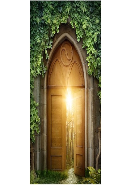 2pcs 3D Çıkarılabilir Sanat Kapısı Duvar Resimleri Çıkartmalar Duvar Çıkartmaları Ev Dıy S1 (Yurt Dışından)