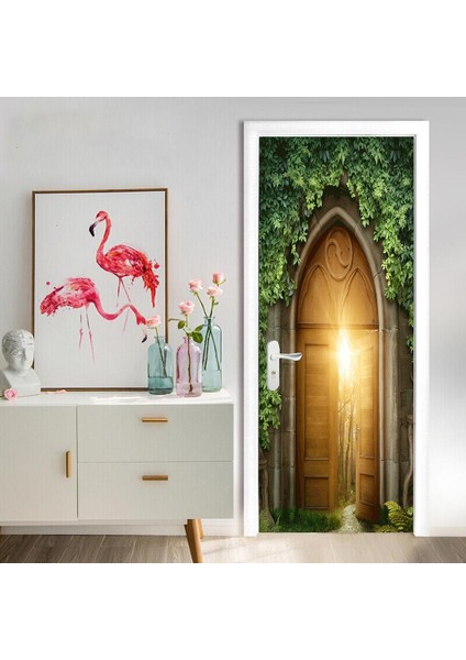 2pcs 3D Çıkarılabilir Sanat Kapısı Duvar Resimleri Çıkartmalar Duvar Çıkartmaları Ev Dıy S1 (Yurt Dışından)
