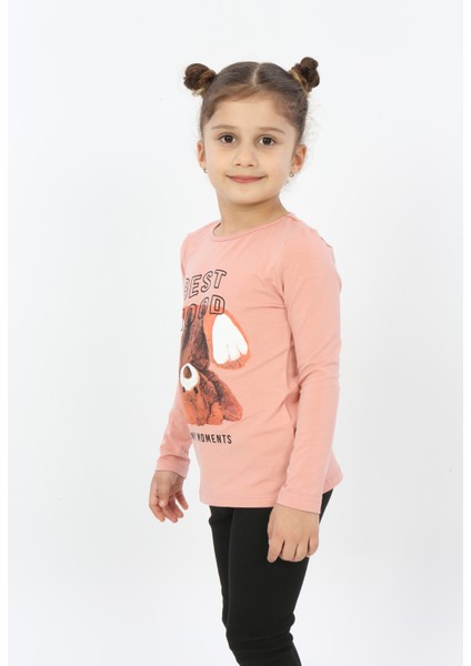 Toontoy Kız Çocuk Best Mood Ayıcık Baskılı Tişört modelleri
