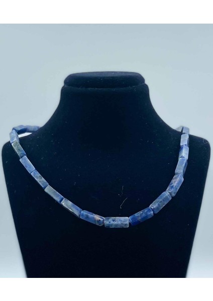 Sodalit Doğal Taş Kolye 4*13 mm Dikdörtgen Kesim