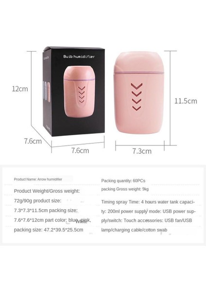 USB Mini Nemlendirici LED Gece Işık Araba Masaüstü Sprey Mist Pembe (Yurt Dışından)