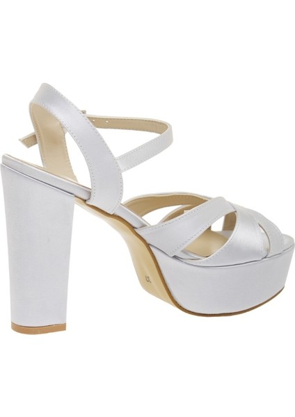 Saten 12 cm Platform Kadın Abiye Ayakkabı