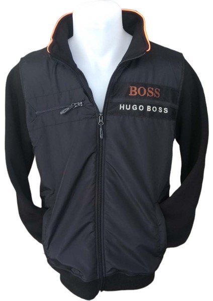 Erkek Hakim Yakalı Önü Şişme Model Fermuarlı Siyah Bomber Mont Ecfh-Bsş