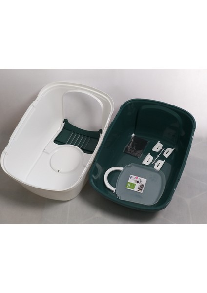 Nestor Jumbo Belçika Üretimi Büyük Boy Kapalı Kedi Tuvaleti Beyaz-Nordıc Yeşil fırsatları