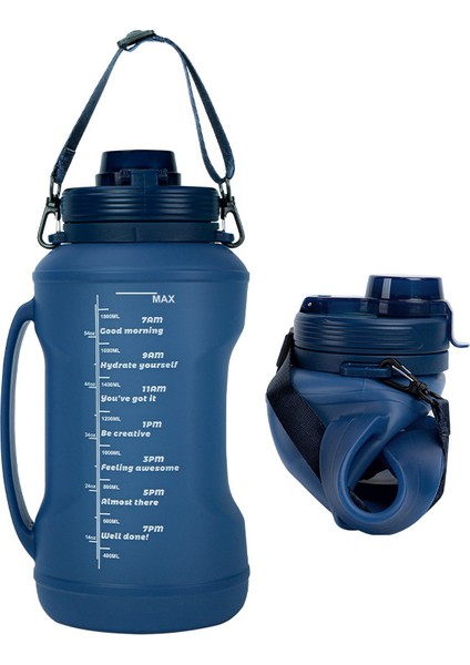 2000 Ml Büyük Kapasiteli Spor Su Şişesi Katlanabilir Gıda Sınıfı Silikon Bardak Açık Seyahat Yürüyüş Su Şişesi (Yurt Dışından)