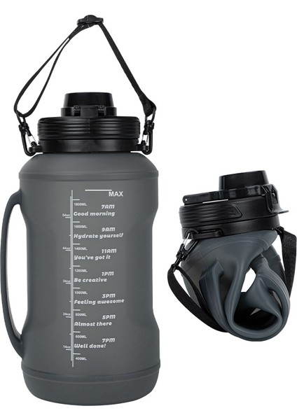 2000 Ml Büyük Kapasiteli Spor Su Şişesi Katlanabilir Gıda Sınıfı Silikon Bardak Açık Seyahat Yürüyüş Su Şişesi (Yurt Dışından)