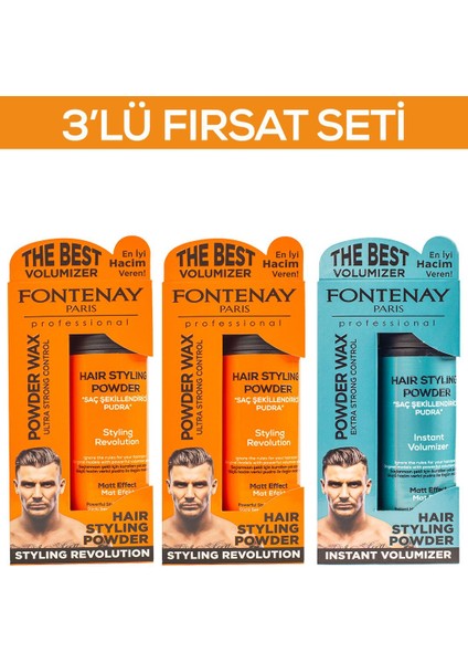 Saç Şekillendirici Pudra Toz Wax Mat Effect Ve Ultra Strong X2 20gr 3'Lü Wax Set