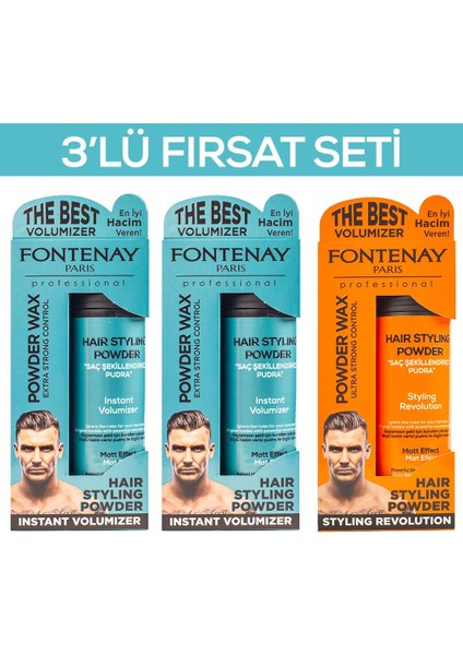 Saç Şekillendirici Pudra Toz Wax Mat Effect X2 Ve Ultra Strong 20gr 3'Lü Wax Set