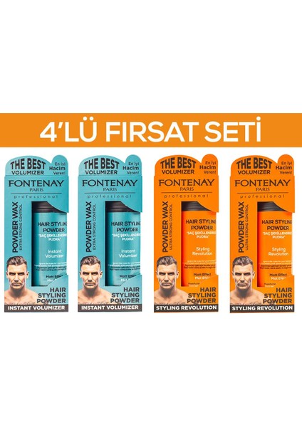 Saç Şekillendirici Pudra Toz Wax Mat Effect X2 Ve Ultra Strong X2 20gr 4'Lü Wax Set