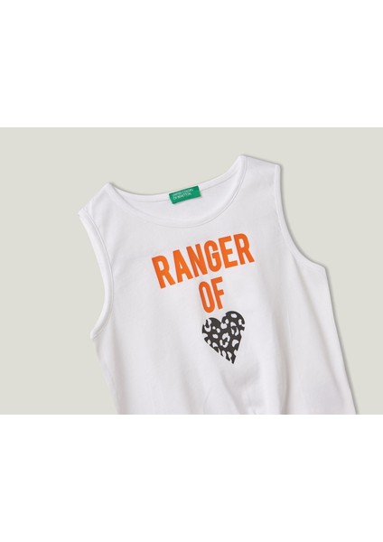 Önü Baskılı Crop Atlet