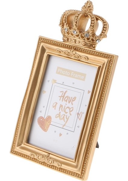 Gold Crown Reçine Resim Fotoğraf Çerçevesi Barok Lüks Tarzı Ev Dekoru 6 Inç (Yurt Dışından)