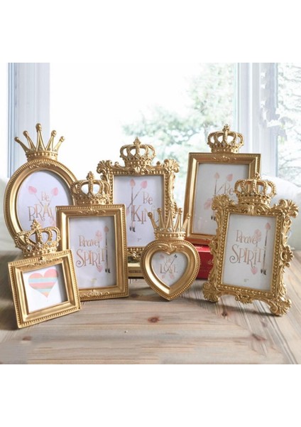Gold Crown Reçine Resim Fotoğraf Çerçevesi Barok Lüks Tarzı Ev Dekoru 6 Inç (Yurt Dışından)