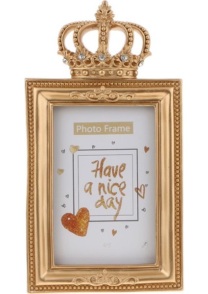 Gold Crown Reçine Resim Fotoğraf Çerçevesi Barok Lüks Tarzı Ev Dekoru 6 Inç (Yurt Dışından)