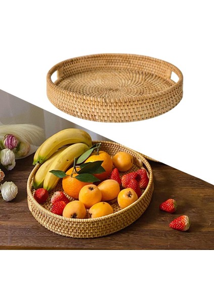 Handwoven Depolama Tepsi Sepet Sepeti Ekmek Meyve Plaka Depolama Sepeti Hediye 32X5 cm (Yurt Dışından) fiyatları