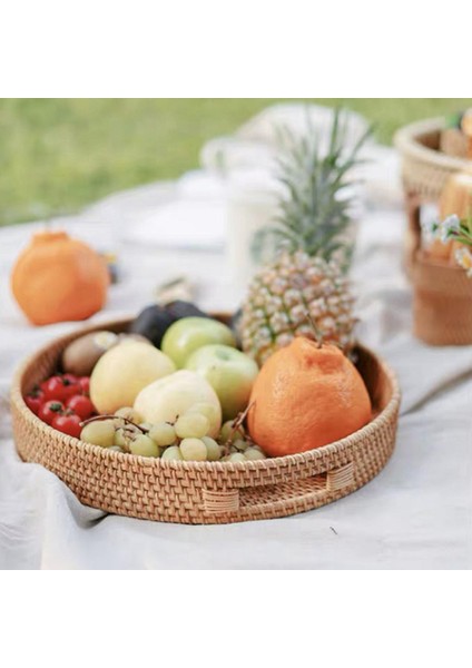 Handwoven Depolama Tepsi Sepet Sepeti Ekmek Meyve Plaka Depolama Sepeti Hediye 32X5 cm (Yurt Dışından) modelleri