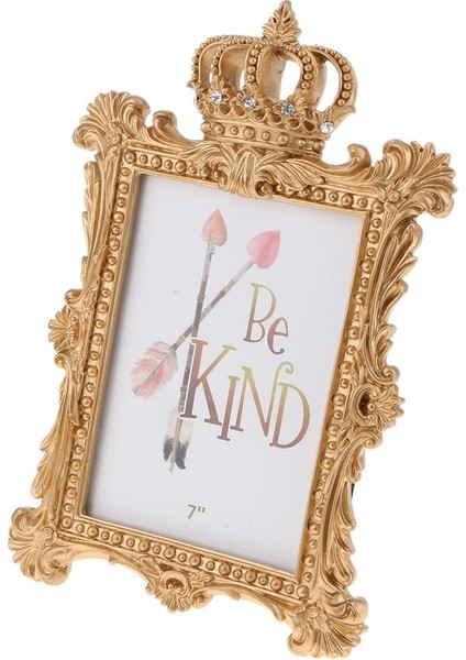 Altın Taç Reçine Fotoğraf Çerçevesi Barok Lüks Tarz Dekor Dikdörtgen 7 Inç (Yurt Dışından)