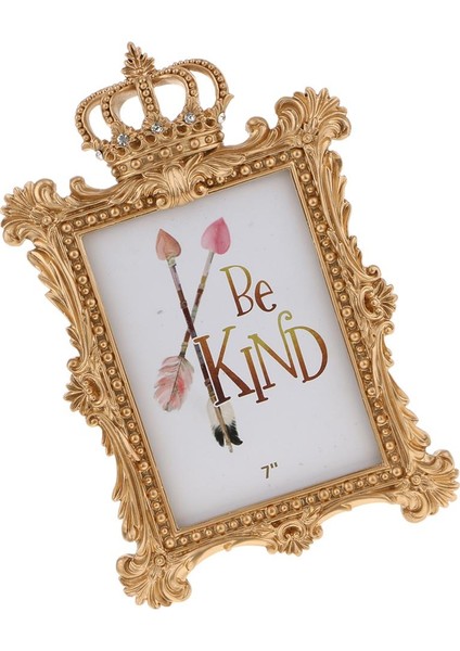 Altın Taç Reçine Fotoğraf Çerçevesi Barok Lüks Tarz Dekor Dikdörtgen 7 Inç (Yurt Dışından) indirimleri