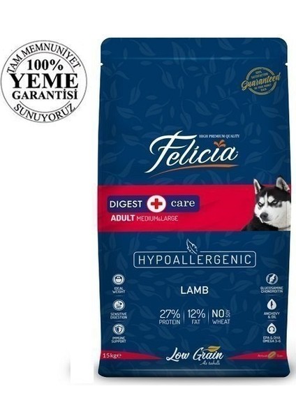 High Premium Düşük Tahıllı Kuzu Etli Yetişkin Köpek Maması 15 kg