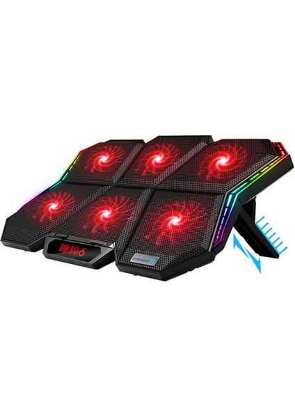 Cool Cold Rgb Led'li Oyuncu Gaming Laptop Notebook Soğutucu - 6 Fanlı 7 Kademeli - Fan Hız Kontrollü