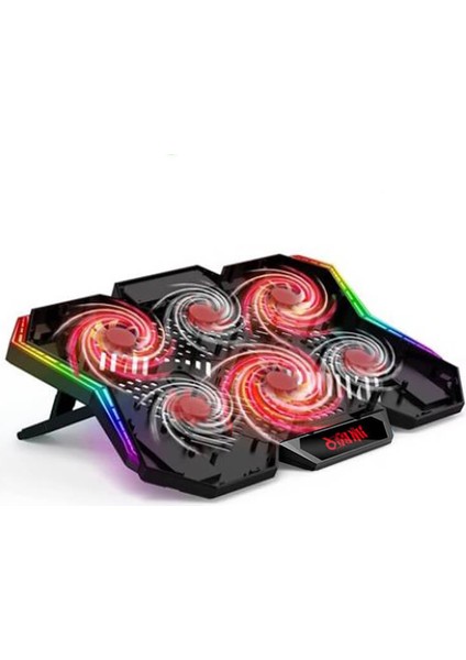 Cool Cold Rgb Led'li Oyuncu Gaming Laptop Notebook Soğutucu - 6 Fanlı 7 Kademeli - Fan Hız Kontrollü