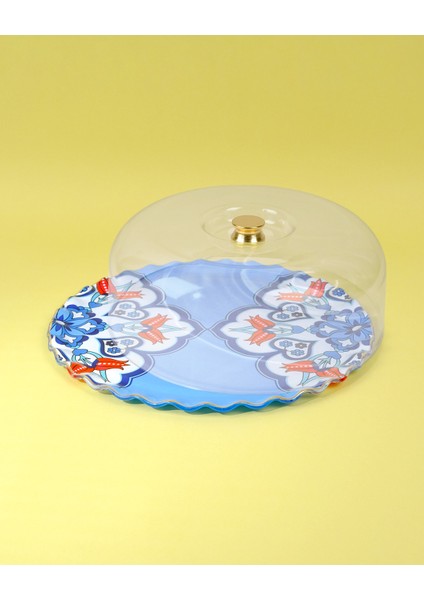 Persian Altın Yaldızlı Cam Kek Fanusu