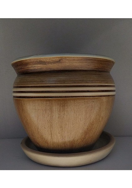 Country Dekoratif Tabaklı Seramik Saksı 23X23 cm fırsatları
