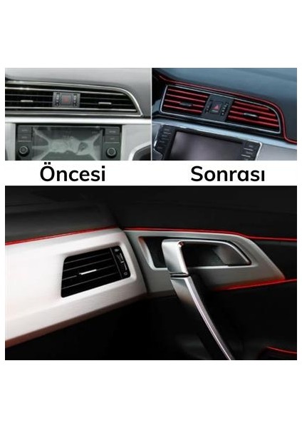 Kırmızı Araba Oto trim Dekorasyon Şeridi Kauçuk Elastik Kolay Kurulum 5 Metre Şerit Bant fırsatları