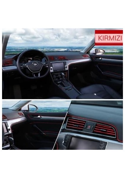 Kırmızı Araba Oto trim Dekorasyon Şeridi Kauçuk Elastik Kolay Kurulum 5 Metre Şerit Bant indirimleri