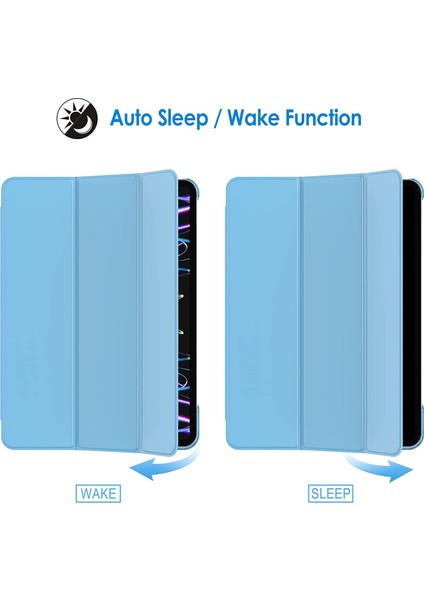 Apple iPad Pro 12.9 Inç 2022 6. Nesil A2435, A2761, A2762 Seri Yatay Standlı Uyku Modlu Basic Smart Kılıf