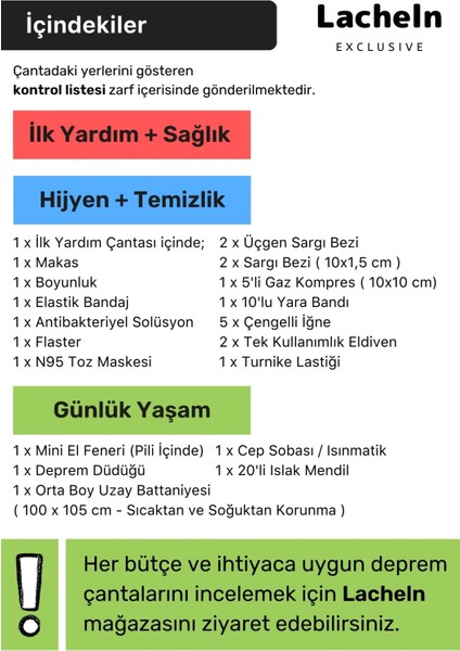 Yatak Başı Mini Paket Hazır Deprem Çantası Ilk Yardım Seti Çanta Afad Akut Çanta Acil Durum Yaşam Kiti El Çantası