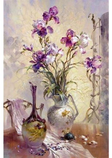 Solmak Üzere Olan Mor Çiçekler Pixart Sanat Elmas Mozaik Tablo Diamond Türkiye 43*63