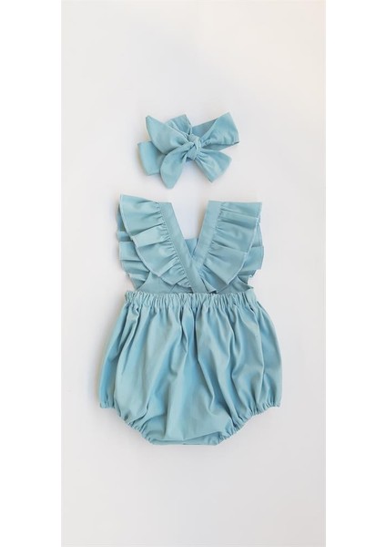 Kız Bebek Mavi Ayarlanabilir Askılı Romper Takım fiyatları