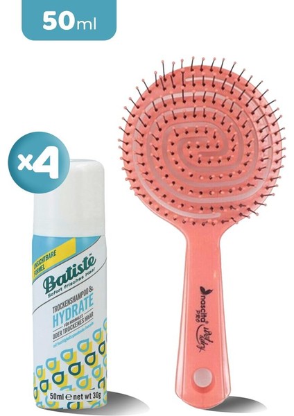 Üç Boyutlu Oval Saç Fırçası Pembe Ve Batiste Kuru Şampuan X 4