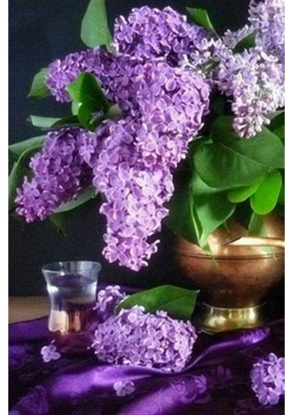 Lila Salkım Çiçeği Pixart Sanat Elmas Mozaik Tablo Diamond Türkiye 38*55