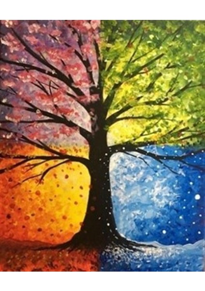 Mevsim Ağacı Pixart Sanat Elmas Mozaik Tablo Diamond Türkiye 48*58
