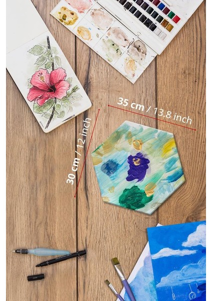 30X35 cm Pres Kompozit Altıgen Tuval 3'lü Set fiyatları