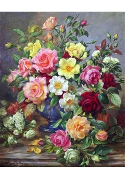 Renkli Çiçekler Pixart Sanat Elmas Mozaik Tablo Diamond Türkiye 48*58