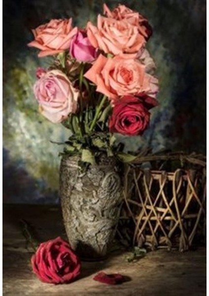 Antik Vazodaki Güller Pixart Sanat Elmas Mozaik Tablo Diamond Türkiye 55*81