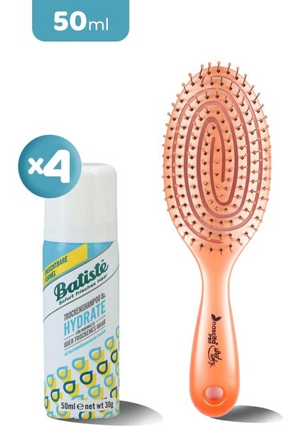 Üç Boyutlu Oval Saç Fırçası Turuncu ve Batiste Kuru Şampuan x 4