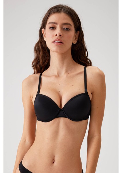 2'li Ekonomik Paket Siyah-Ten 6010 Madrid Balenli Dolgusuz Micro T-Shirt Sütyen Seti Slip Hediyeli modelleri