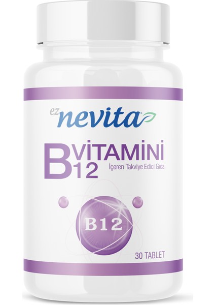 B12 Vitamini Gıda Takviyesi 30 Tablet -Eznevita