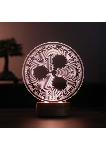 Ripple LED Masa Lambası Ahşap Taban 7 Farklı Işık Renkli